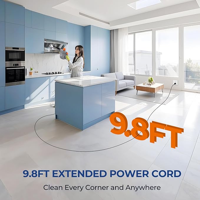 LABIGO Steam Cleaner, Pressurized Handheld 13pcs Multi-Purpose Natural Deep Cleaning Steamer, Portable Steamer for Cleaning Home, Grout, Kitchen, Car, Window, Upholstery, Bathroom and Clothes, Gray