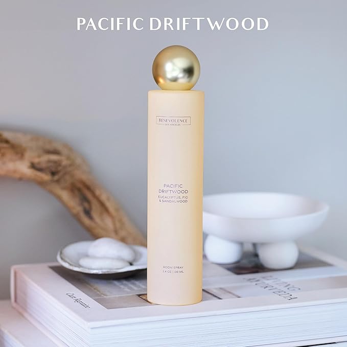 Benevolence LA Pacific Driftwood Room Spray | Eucalyptus, Fig & Sandalwood | 3.4oz | Versatile Home Fragrance, Pillow & Linen Spray | Low VOC, No Alcohol | Malibu Sands Collection