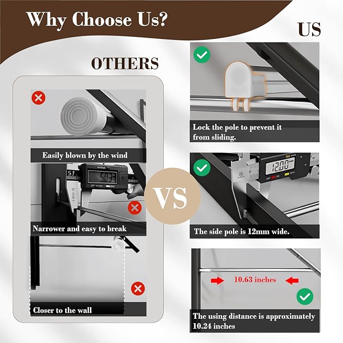 Retractable Wall Mounted Drying Rack - Foldable Clothes Hanger in Walnut or Oak Color for Laundry Room, Closet & Balcony (Walnut, 2 Racks + Rod)