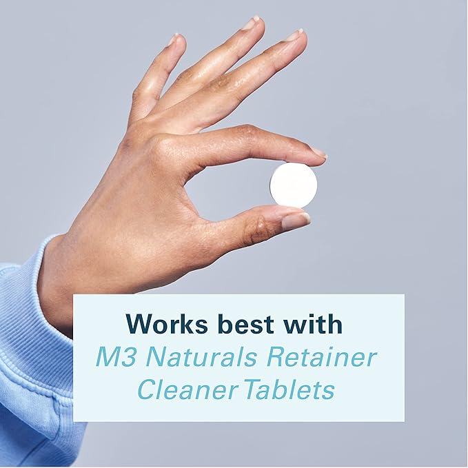 Denture Bath Case and Retainer Case, Denture Bath Cup for Invisalign Retainers Mouthguards Dentures Cleaner Kit with Strainer Spill-Free Portable Retainer Cleaner Case by M3 Naturals