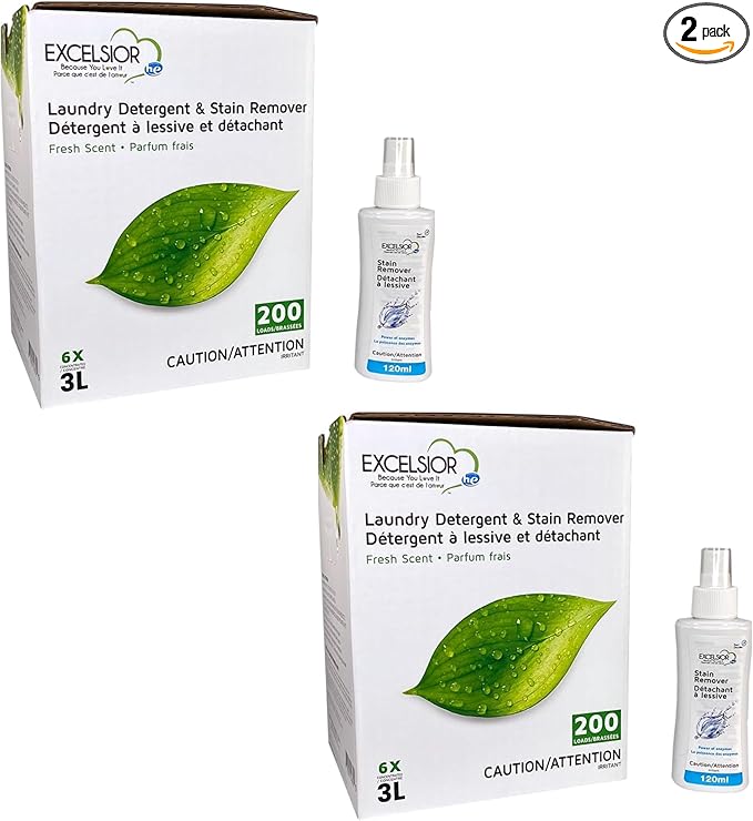 Excelsior Laundry Detergent with Stain Remover - Concentrated Liquid - Fresh Scent - Eco-Friendly, Biodegradable, Solvent, and Phosphate Free 3 Liter 2-Pack