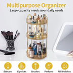 Asayuee 360 Rotating Makeup Organizer for Vanity,3 Tier Large Capacity Vanity Storage,Skincare Perfume Spinning Organizer,Bathroom Cosmetics Storage Makeup Stand Organizer (Gold-3 Tier)