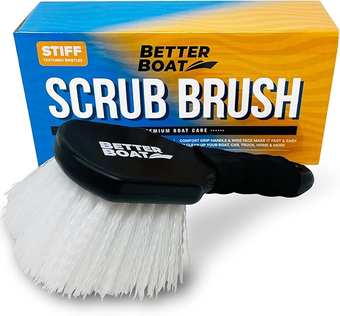 Stiff Hand Scrub Brush, Short Handle Heavy Duty Tire and Wheel Cleaning Tool, Outdoor Boat Scrubber with Handle, Carpet Cleaner, All-Purpose Cleaning Brush