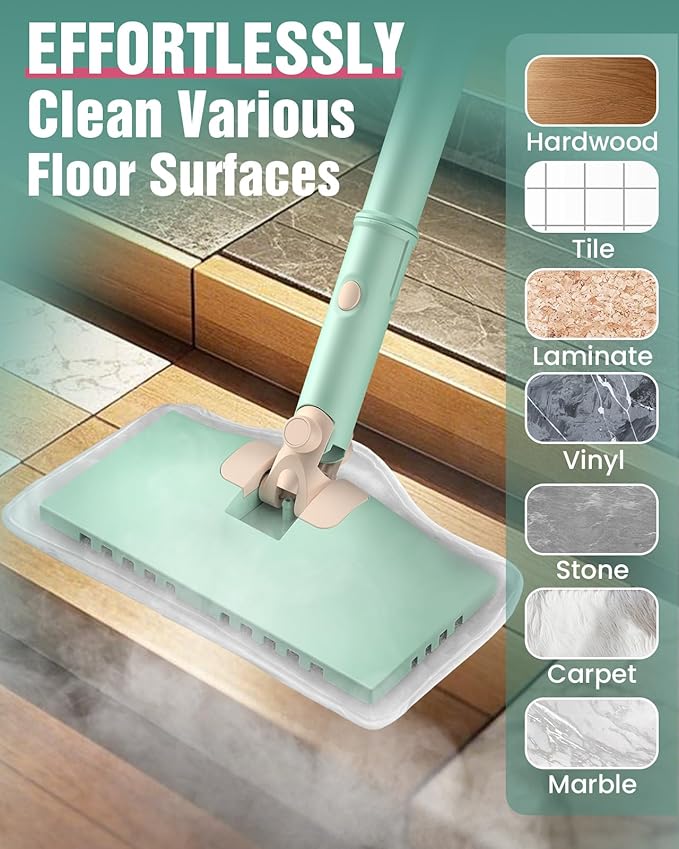Steam Mop Cleaner Safe High-temp for Deep Cleaning, Lightest Detachable Floor Steamer with 2 Steam Mode 3 Adjustable Level Heavy Duty Powerful Handheld Steam Cleaner for Hardwood & Laminate Tile Grout