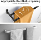 24 Inch Double Towel Bar for Bathroom Wall, Stainless Steel Towel Racks for Bathroom Wall Mounted Rustproof, Long Towel Rod Hand Towel Holder for Bathroom Toilet Kitchen Towel Storage - Matte Black