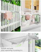 Wall Mounted Clothes Drying Rack 40 inches, Foldable Wall Mount Laundry Rack Folding Indoor, Drying Rack Clothing Collapsible, Hidden Space Saver with Wall Template, 6 Rods, White