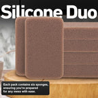 Casanero 6-Pack Silicone Scrubbing Sponges, Heavy-Duty, Non-Scratch | Reusable, Odor-Free, Multi-Purpose Cleaning for Dishes, Non-Stick, Countertops