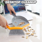 Mini Broom with Dustpan Combo Set Small Dust pan and Brush Set Quick Cleanup Debris Dust for Floor Countertop Worktop Desk Pet Cage (Grey+Orange)