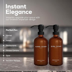 Amber Glass Hand and Dish Soap Dispenser Set by Brighter Barns - Modern Kitchen Decor & Accessories for Airbnb, RV, Office, Housewarming Gifts (Amber)