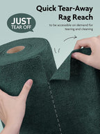 Fantasticlean Microfiber Cleaning Cloth Roll -75 Pack, Tear Away Microfiber Towels, 12" x 12", Reusable, Washable, Scratch Free, Ultra Absorbent for Car, Home Supplies (Forest Green)