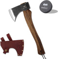 15.7" Hatchet, Camping Hatchet, Hand-Forged Axe with Sheath for Wood Chopping, Splitting, and Carving, Bushcraft Axe with Beech Handle for Outdoor Survival and Garden Work