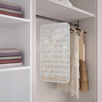 2 Pack Hanging Jewelry Organizer 80-Pocket Dual-sided Jewelry Storage for Earring Necklace Bracelet Ring Travel Holder, White and Beige