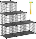 TUMUCUTE Wire Cube Storage Organizer, Metal Storage Shelves Bookshelf, Stackable Modular Closet Organizer for Bedroom Living Room, Office,Storage Shelves（6-Cube，Black）