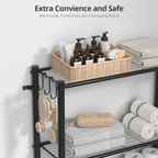 Over the Toilet Storage Shelf - Bathroom Organizer Rack with 7-Tier Shelves, Adjustable Metal Shelf Above Toilet for Towel, Decor, and Bath Essentials, Freestanding Bathroom Space Saver, Black