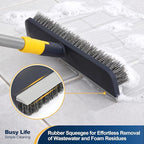 Yocada Floor Scrub Brush Telescopic Handle 2 in 1 Scrape Brush Stiff Bristle Shower Scrubber for Cleaning Patio Bathroom Garage Kitchen Wall Deck Tub Tile 55.9 inch Tall