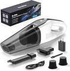 Handheld Vacuum Cordless, Ultra-Strong Suction Car Vacuum Portable Cordless, Rechargeable Hand Held Car Vacuum Cleaner High Power with Multi-Nozzles & Washable Filter for Car, Home, Pets, White&Black