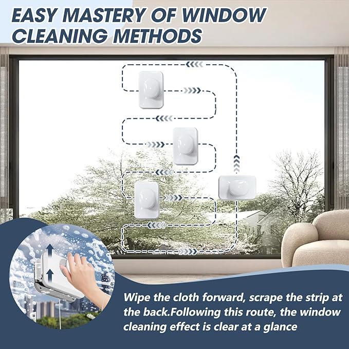 Magnetic Windshield Cleaning Tool, Magnetic Double-Sided Window Cleaner，Suitable for 3-5 Inch Thick Double-Layer Glass, High-Rise Window Cleaning Tool for Home/Car/Office