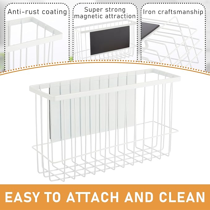 Magnetic Dryer Ball Holder for Laundry Room Dryer Ball Organization, Magnetic Lint Bin for Laundry Room Wool Dryer Ball Organizer, Iron Dryer Ball Container for Laundry Room Storage（White）