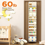 Over The Door Organizer, 8 Shelf Door Hanging Organizers with 8 Large Capacity Pockets, Back of Door Organizer Storage Hanging Shelves for Closet Bathroom Bedroom Nursery