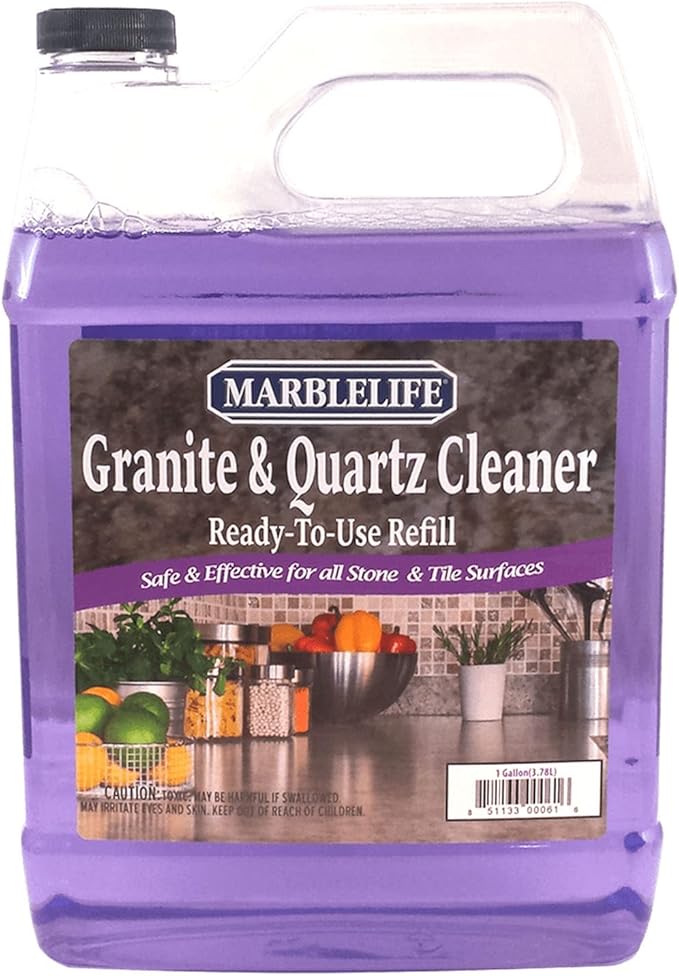 Granite & Quartz Cleaner, Safe & Powerful Granite Countertop Cleaner, Oil & Wax Free Quartz Countertop, Effective Stone Care & Cleaning, Ready-To-Use Refill Gallon