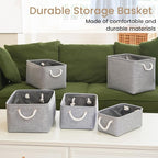 Storage Baskets for Shelves 13.8x9.8x6.7 Inch-Foldable Fabric Organizing Storage Bins with Handles, Closet & Bathroom Organizer, Home Storage for Kitchen, Office (6-Pack, Gray)