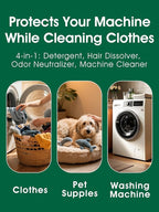 Pet Hair Remover for Laundry - Dog & Cat, 96.7% Hair Dissolution, Detergent + Stain Remover, 6-Month Supply, HE/Top/Front-Load Compatible, Removes Residue & Odors, Septic Safe