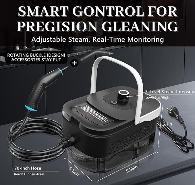 Steam Cleaner, Steamer for Cleaning, 2500W Pressurized Steam Cleaner with 12 Attachments, Portable Steamer Cleaner for Home Car Kitchen Bathroom Furniture Tile Grout (White)