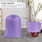Polecasa Heavy Duty Large Laundry Bag with 130gsm Tear Resistant Fabric and Handles, Easy to Carry Durable Dirty Clothes Drawstring Bag, Perfect for College Dorm, Travel, 28”x36”,Purple
