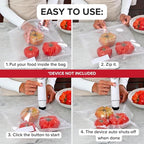 Chef Preserve Reusable Vacuum Sealer Bags for Food – 30 BPA-Free Small (8 x 10 in) Food Storage Bags, Freezer, Microwave – Odor-Resistant, Leak-Proof – Compatible with Chef Preserve Vacuum Sealers