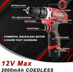 TLGREEN 138 Pcs Tool Set with 12V Cordless Drill –Power Hand Tool Kit with Magnetic Drill Bit Set, 2-Speed Control & Fast Charging,Home Tool Kit for DIY, Repairs,Lightweight Toolbox for Men & Women
