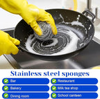 100 Pcs Stainless Steel Scouring Pads Heavy-Duty Metal Sponge Scrubbers for Kitchen & Grill Cleaning, Rust-Resistant Steel Wool for Pots, Pans, Oven 2.5"x1.5"