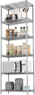 HOMEFORT 6-Tier Wire Shelving, 6 Shelves Unit Metal Storage Rack, Durable Organizer, Perfect for Pantry Closet Kitchen Laundry Organization(Grey)