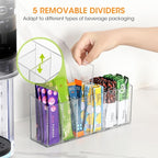 AIEVE Drink Packet Organizer, Water Drink Packet Holder with Removable Divider, Water Flavor Packet Organization Container for Kitchen Organizers and Storage (6 Compartments)