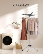 Clothes Drying Rack Foldable, 59 inch Tripod Laundry Drying Rack Indoor with Rotating Clothes Rail for 27 Pieces of Clothes, Space Saving, Stainless Steel, Black and Silver CDR001B01