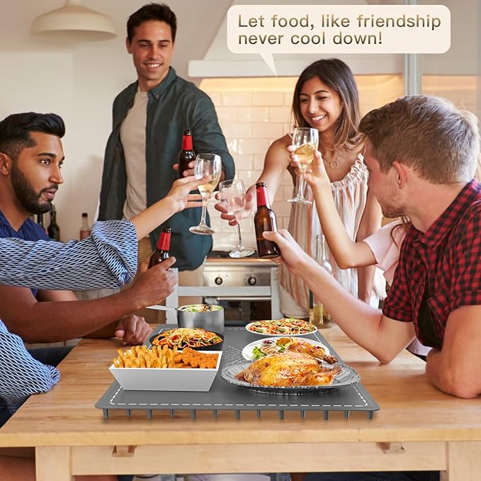 Electric Warming Tray, Full Surface Heating, Rollable & Portable, Premium Silicone Nano-Material, 248°F Temperature Settings,Auto Shut-Off, Versatile Food Warmer for Gatherings, Parties, Everyday Use