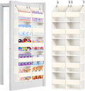 Heavy Duty Over The Door Organizer 5 Tiers, Extra Large Behind Door Storage of 10 Big Front & 10 Mesh Pockets, 80lb Weight Capacity, Doors Organizer Hanging for Closet Bathroom Bedroom Nursery, Beige