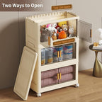 3 Tier Stackable Plastic Storage Bins with Lids 48QT, Collapsible Closet Organizers and Storage with Wheels for Living Room,Office,Dorm