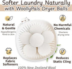 WoollyPals Dryer Balls (6-Pack, XL Size) - 100% New Zealand Wool - No More Dryer Sheets - Eco Dryer Balls - Reusable - Softens Laundry - Reduces Drying Time & Static - with Storage Bag (Plain White)