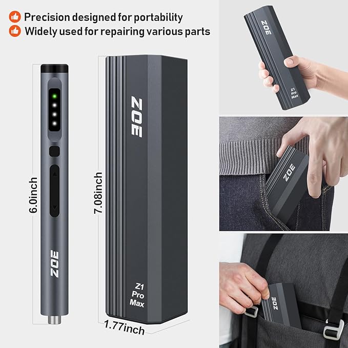ZOE Electric Screwdriver, Mini Precision Screwdriver Set Cordless Screw driver Kit Small Power Magnetic Storage Bits, Settings Repair Tool Kit for Electronics Laptop Phone Camera Glasses Watch
