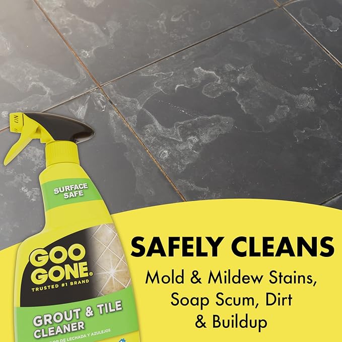 Goo Gone Grout & Tile Cleaner - 28 Ounce - Removes Tough Stains Dirt Caused By Mold Mildew Soap Scum and Hard Water Staining - Safe on Tile Ceramic Porcelain