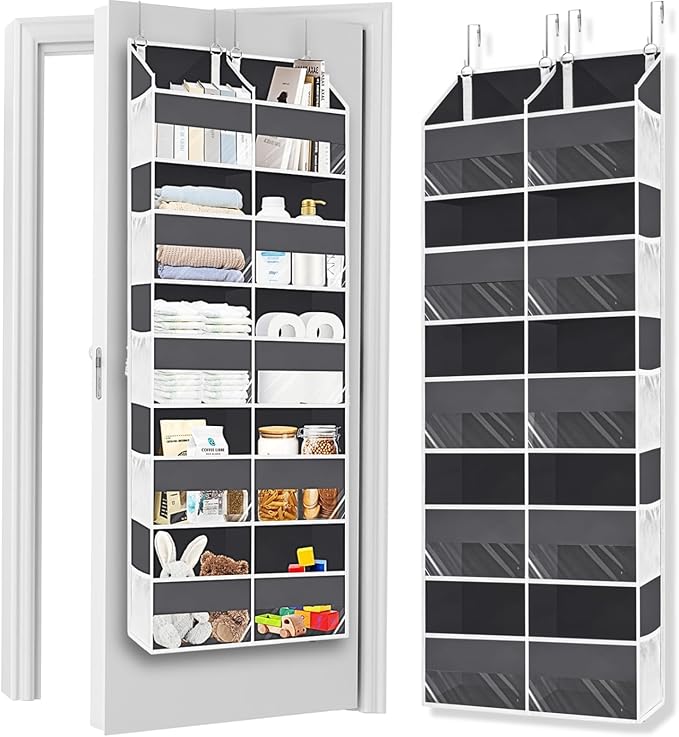 Over the Door Organizer 5 Tiers, Extra Large Behind Door Storage of 10 Compartments, 80 lbs Weight Capacity Over Door Organizer, Door Hanging Organizer for Closet, Diaper Organizer, Room storage | Behind Door Storage, Over Door Organizer, Room storage