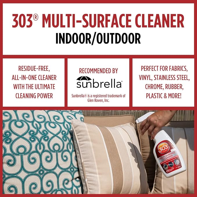 303 Multi-Surface Cleaner - Safely Cleans All Water Safe Surfaces - Ultimate Cleaning Power - Rinses Residue Free - Recommended By Sunbrella, 16 fl. oz. (30445CSR) Packaging May Vary