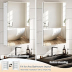 Bathroom Medicine Cabinet with 16x26 in Rectangular Beveled Frameless Mirror,Wall Mounted Mirror Cabinet for Bathroom Toilet Kitchen,Recess or Surface Mount,Already Assembly
