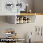 AmonHouseware 2Pack Under Shelf Basket Organizer,Adjustable Hanging Holder for Cabinet Pantry Kitchen Cupboard Desk Counter Bookshelf Organization Add-on Space Saver Heavy Duty Slide-in (White, Large)
