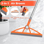 2-in-1 Air Broom, 180° Rotating 54 Inch Adjustable Silicone Rubber Broom Includes 2 Scraping Strips, Sweep and Silicone Tools with Long Handle for Cleaning Bathrooms,Glass,Tiles,Pet Hair