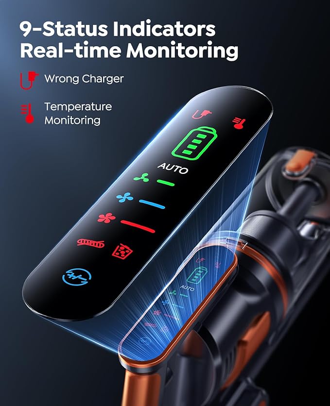 Cordless Vacuum Cleaner, 600W/50KPa/65Min Runtime Stick Vacuum with 3.3Ft Hose, Wall Mount Charging, Auto Mode, Touchscreen, Self-Standing Vacuum Cleaner for Home/Pet Hair/Carpet/Car, Fragrance