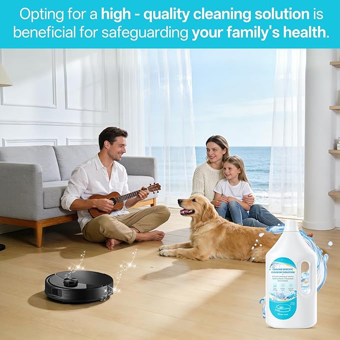 Floor Cleaning Solution Ocean Scent, Compatible with Roborock Cleaning Solution Quick Drying Without Residue Suitable for All Robot Vacuums and Wet Dry Dual-Use Vacuum Cleaners (2.5 L, Ocean)