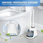 Toilet Plunger and Brush, Bowl Brush and Heavy Duty Toilet Plunger Set with Ventilated Holder, 2-in-1 Toilet Brush and Plunger Combo for Bathroom Cleaning（2 Pack, White）