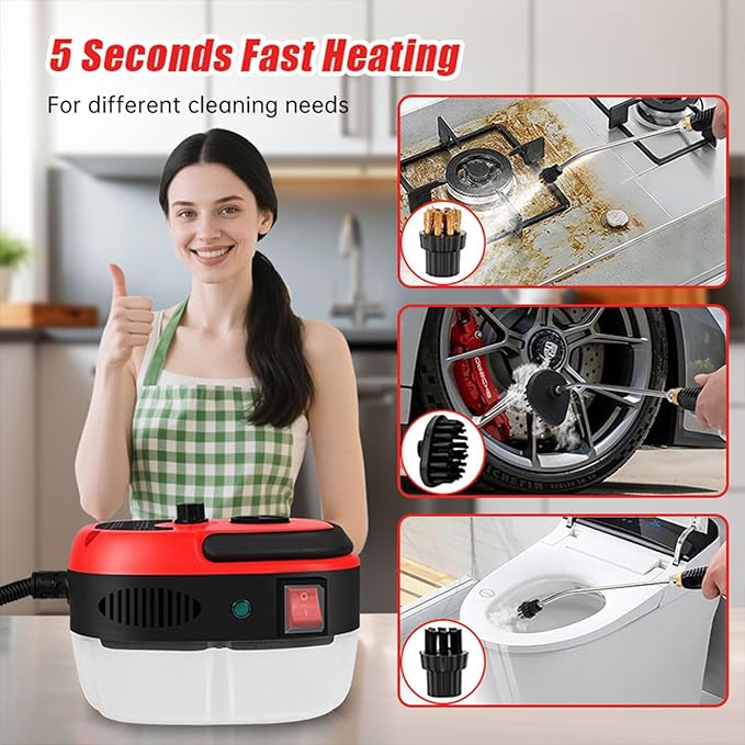 Steam Cleaner, 2500W Portable High Temp Bathroom Power Steamer Cleaning Machine, High Pressure Steamer for Cleaning, Handheld Steam Cleaner for Home For Home Use Kitchen Grease Car Detailing