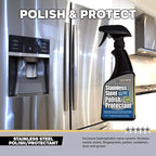 Flitz Stainless Steel Polish Protectant - 16oz Bottle, USA-Made Ceramic Coating for Stainless Steel Appliances, Repels Fingerprints & Water Spots - Aluminum & Chrome Polish & Protectant (3 Pack)